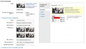 Google adwords for video